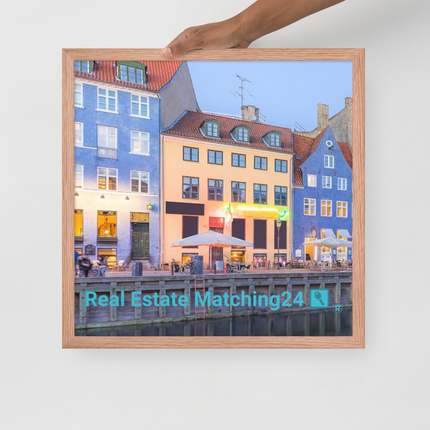 Nyhavn Framed photo paper poster with Real Estate Matching24 Logo