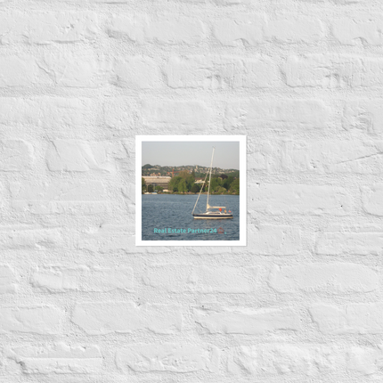 Boat on the River Photo paper poster with realestatepartner24 with house Logo