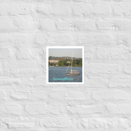 Boat on the River Photo paper poster with Groundfloor with House Logo