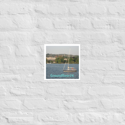 Boat on the River Photo paper poster with Groundfloor24 without House Logo