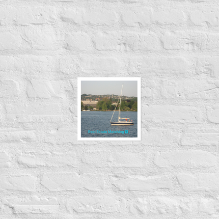 Boat on the River Photo paper poster with realestatematching with key Logo