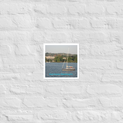 Boat on the River Photo paper poster with realestatematching24 without key Logo