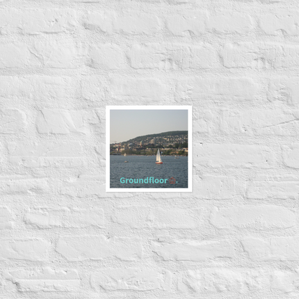 Beautiful River & Hills Sinari Photo paper poster with Groundfloor with House Logo