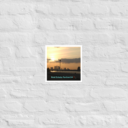 Majestic Sunset Photo paper poster with realestatepartner24 with house Logo