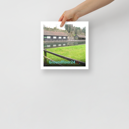Lakeside Serenity Photo paper poster with Groundfloor24 with House Logo