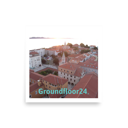 Roof Sunset View Photo paper poster with Groundfloor24 without House Logo