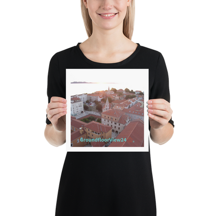 Roof Sunset View Photo paper poster with groundfloorview24 with House Logo