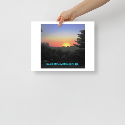Beautiful Sunset Sinari Photo paper poster with realestatematching24 with key Logo