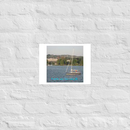 Boat on the River Photo paper poster with realestatematching with key Logo