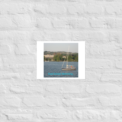 Boat on the River Photo paper poster with realestatematching without key Logo
