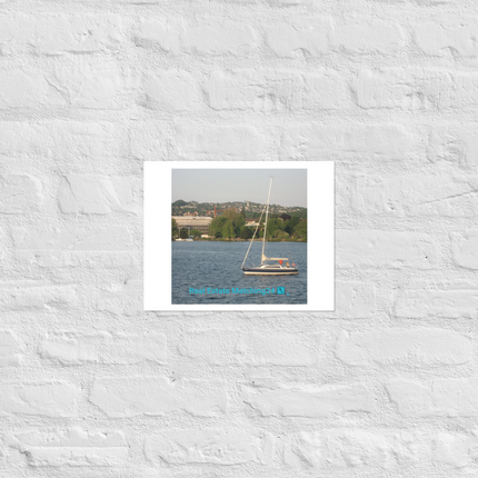 Boat on the River Photo paper poster with realestatematching24 with key Logo