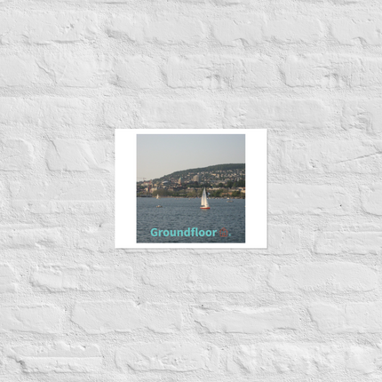 Beautiful River & Hills Sinari Photo paper poster with Groundfloor with House Logo