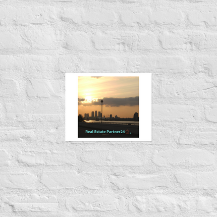 Majestic Sunset Photo paper poster with realestatepartner24 with house Logo
