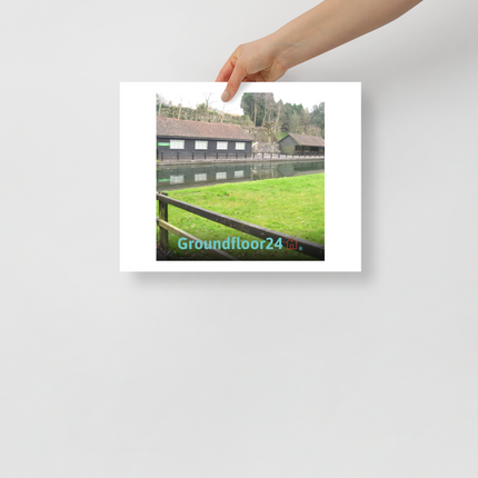 Lakeside Serenity Photo paper poster with Groundfloor24 with House Logo