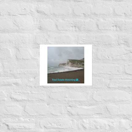 Waves and Sand Photo paper poster with realestatematching with key Logo
