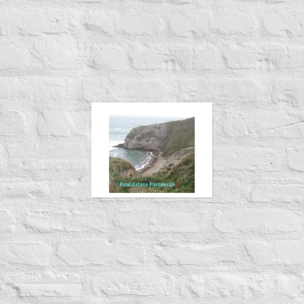 Sea & Hills Photo paper poster with realestatepartner24 with house Logo
