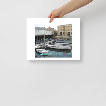 Boat on Water Photo paper poster with Groundfloor24 with House Logo