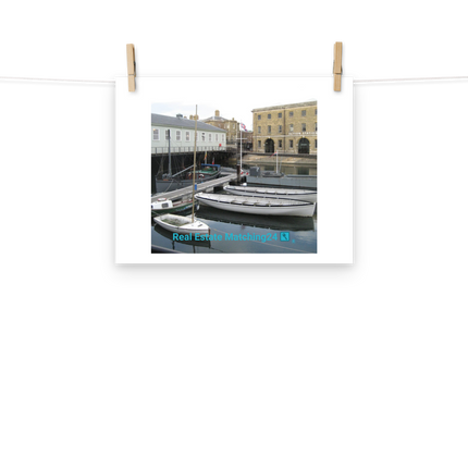 Boat on Water Photo paper poster with realestatematching24 with key Logo