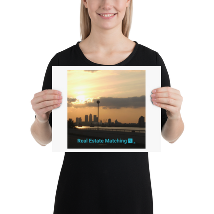 Majestic Sunset Photo paper poster with realestatematching with key Logo