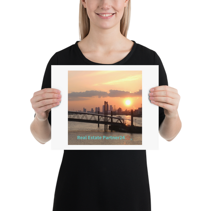 Evening Glow Photo paper poster with realestatepartner24 with house Logo