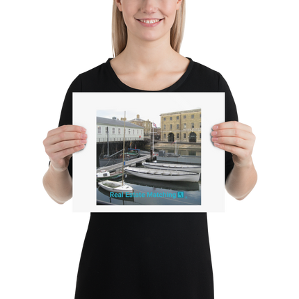Boat on Water Photo paper poster with realestatematching with key Logo