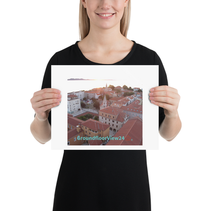 Roof Sunset View Photo paper poster with groundfloorview24 with House Logo