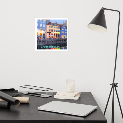 Nyhavn Photo paper poster with Groundfloor24 Logo