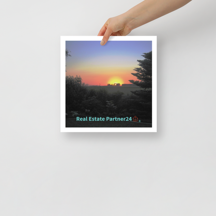 Beautiful Sunset Sinari Photo paper poster with realestatepartner24 with house Logo