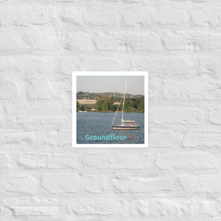 Boat on the River Photo paper poster with Groundfloor with House Logo