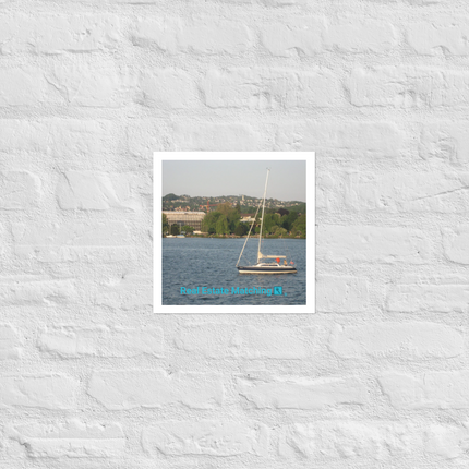 Boat on the River Photo paper poster with realestatematching with key Logo