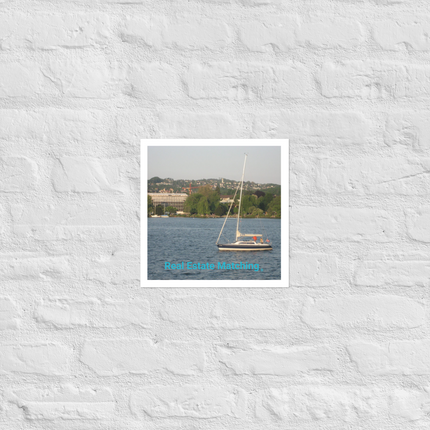 Boat on the River Photo paper poster with realestatematching without key Logo