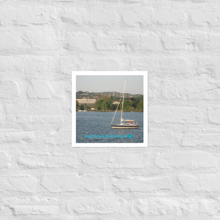 Boat on the River Photo paper poster with realestatematching24 with key Logo