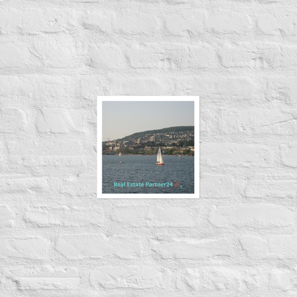 Beautiful River & Hills Sinari Photo paper poster with realestatepartner24 with house Logo