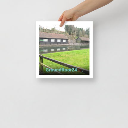 Lakeside Serenity Photo paper poster with Groundfloor24 with House Logo