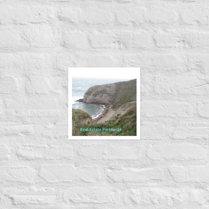 Sea & Hills Photo paper poster with realestatepartner24 with house Logo
