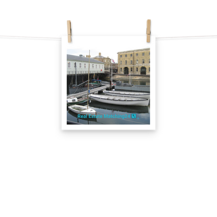 Boat on Water Photo paper poster with realestatematching24 with key Logo