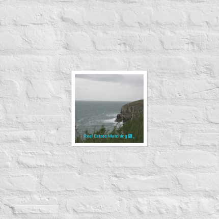 Seaside Serenity Photo paper poster with realestatematching with key Logo