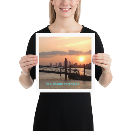 Evening Glow Photo paper poster with realestatepartner24 with house Logo