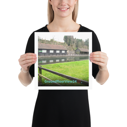 Lakeside Serenity Photo paper poster with groundfloorview24 with House Logo