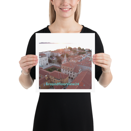 Roof Sunset View Photo paper poster with groundfloorview24 with House Logo