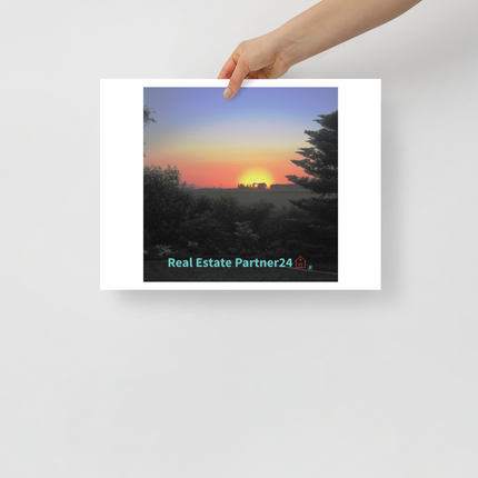 Beautiful Sunset Sinari Photo paper poster with realestatepartner24 with house Logo