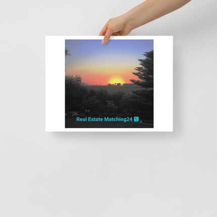 Beautiful Sunset Sinari Photo paper poster with realestatematching24 with key Logo