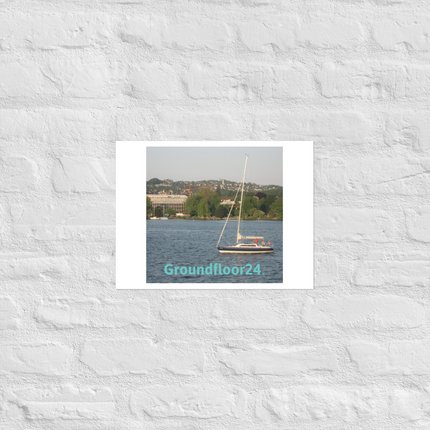 Boat on the River Photo paper poster with Groundfloor24 without House Logo