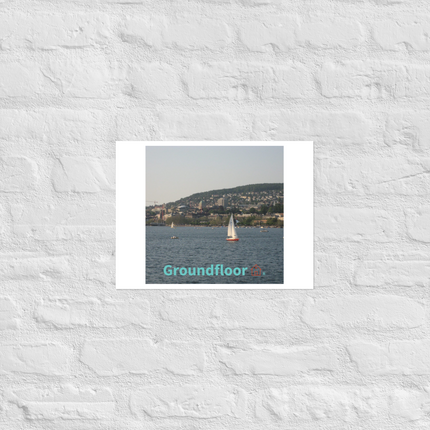 Beautiful River & Hills Sinari Photo paper poster with Groundfloor with House Logo