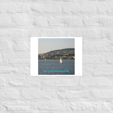 Beautiful River & Hills Sinari Photo paper poster with realestatematching24 with key Logo