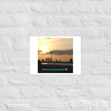 Majestic Sunset Photo paper poster with realestatematching24 with key Logo