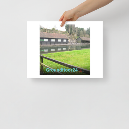 Lakeside Serenity Photo paper poster with Groundfloor24 with House Logo