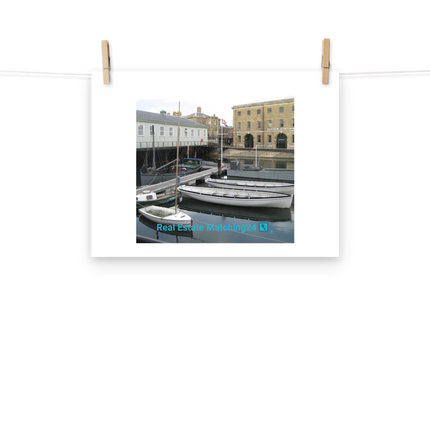 Boat on Water Photo paper poster with realestatematching24 with key Logo