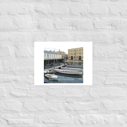 Boat on Water Photo paper poster with realestatepartner24 with house Logo