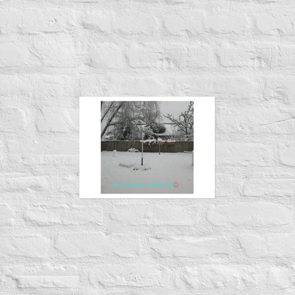 Winter Wonderland Photo paper poster with realestatepartner24 with house Logo
